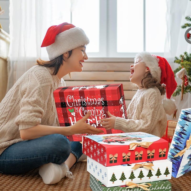 WLUSEAXI 12Pack Large Christmas Gift Boxes, 12x9.8x3.1Inches Christmas Boxes for Gifts with Lids, Perfect for Festive Gift Wrapping and Xmas Holiday Present - Image 4